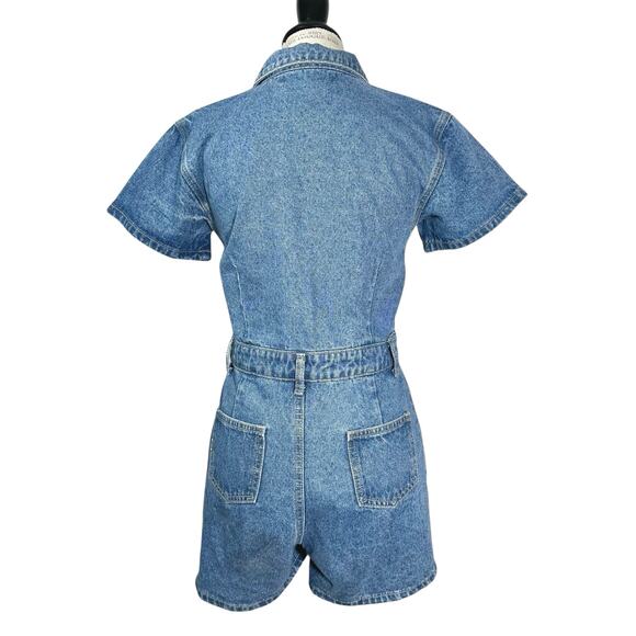Lioness | Women | U Know What’s Up Y2K Short Denim Button Up Romper | Medium - Picture 3 of 16